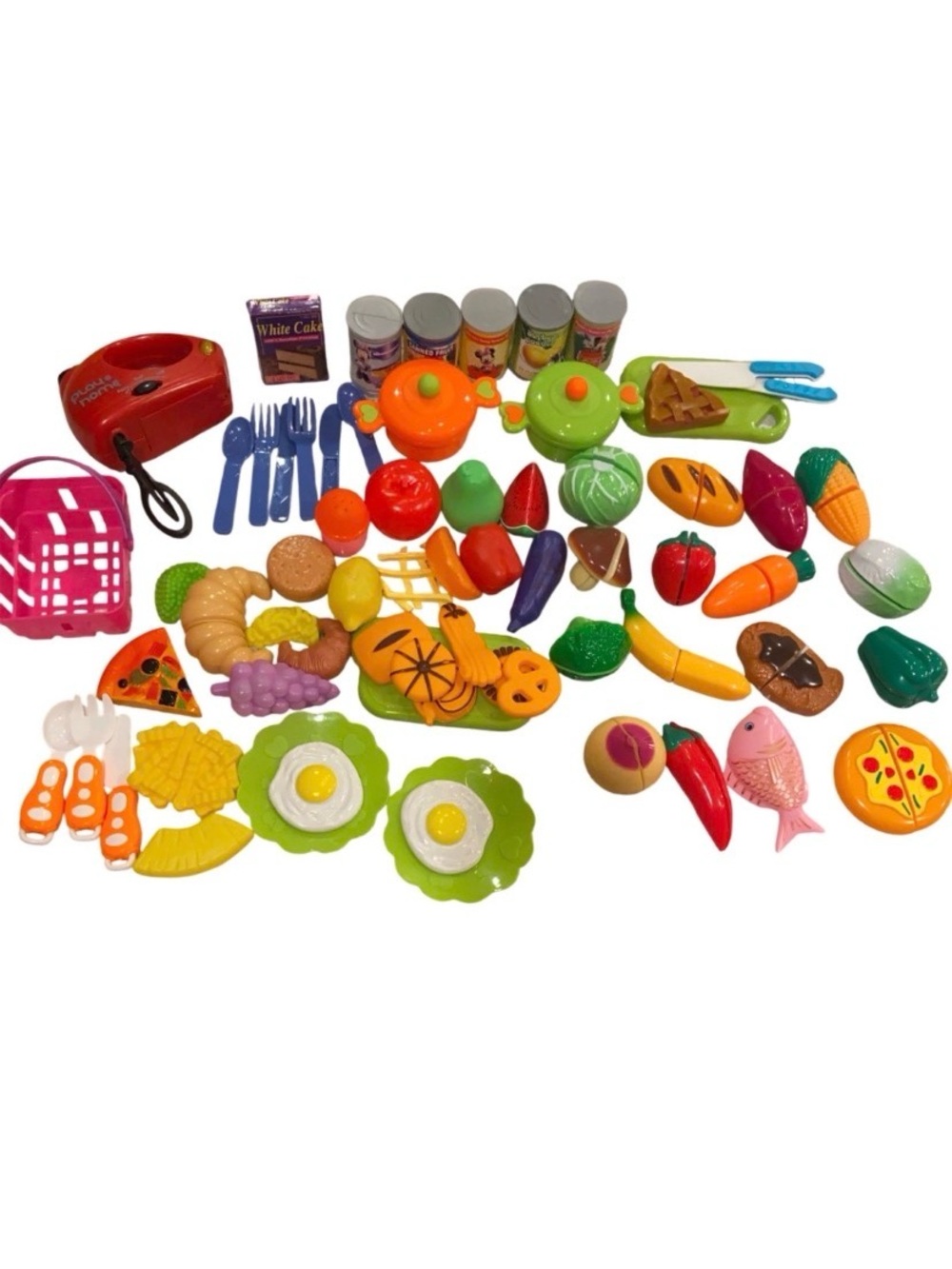 Pretend Play Kitchen Food Can Food Some Cut-able Mixer Utensil Lot Of 52 READ
